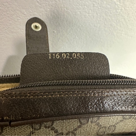 GUCCI Web Sherry Line GG Canvas Shoulder Bag PVC Leather Beige Green Vintage - Picture 9 of 15